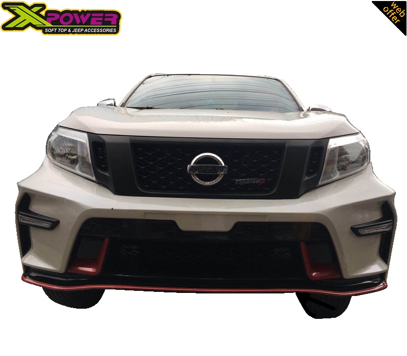 Low view image of the Nissan Navara NP300 2015+ Front Grille - Type Nismo installed on a Nissan Navara