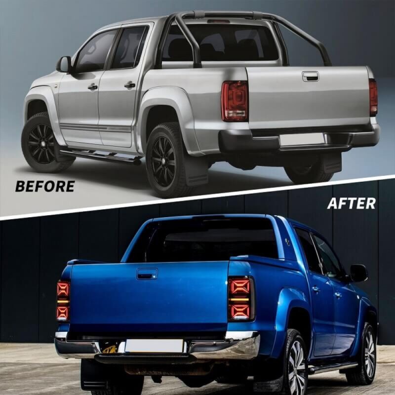 Volkswagen Amarok 2010-2021 Smoked LED Taillights - Vland Before After