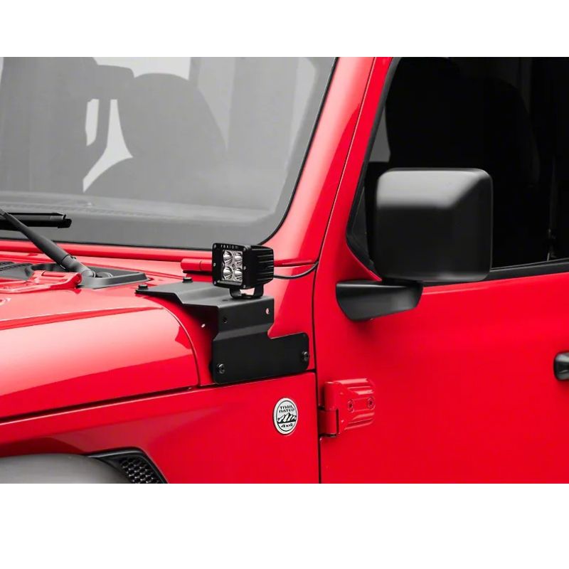 Jeep Wrangler JL LED Light Hood Mounting Brackets Applied 1