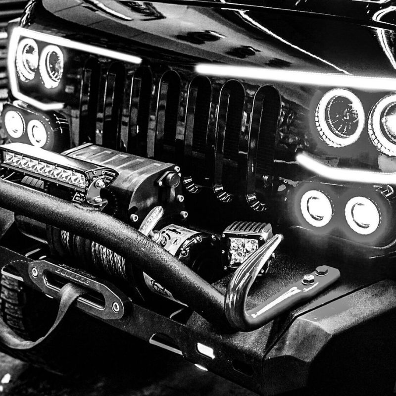 Jeep Wrangler JK Dynamic DRL LED Front Grille Applied ON