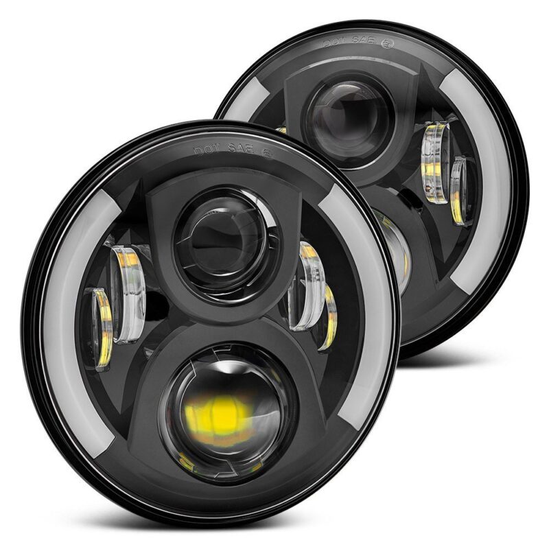 Jeep Wrangler CJ/TJ/JK 7″ LED Headlights [Half Angel Eye] Product