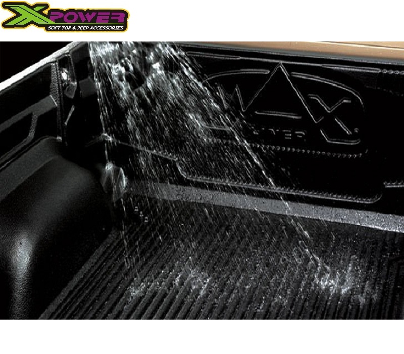 The image shows the water resistance of the Bed Liner
