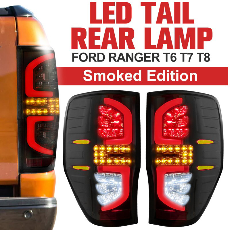 Ford Ranger T6 2012-2016 Smoked LED Tail Lights - Yellow Rear T7-T8