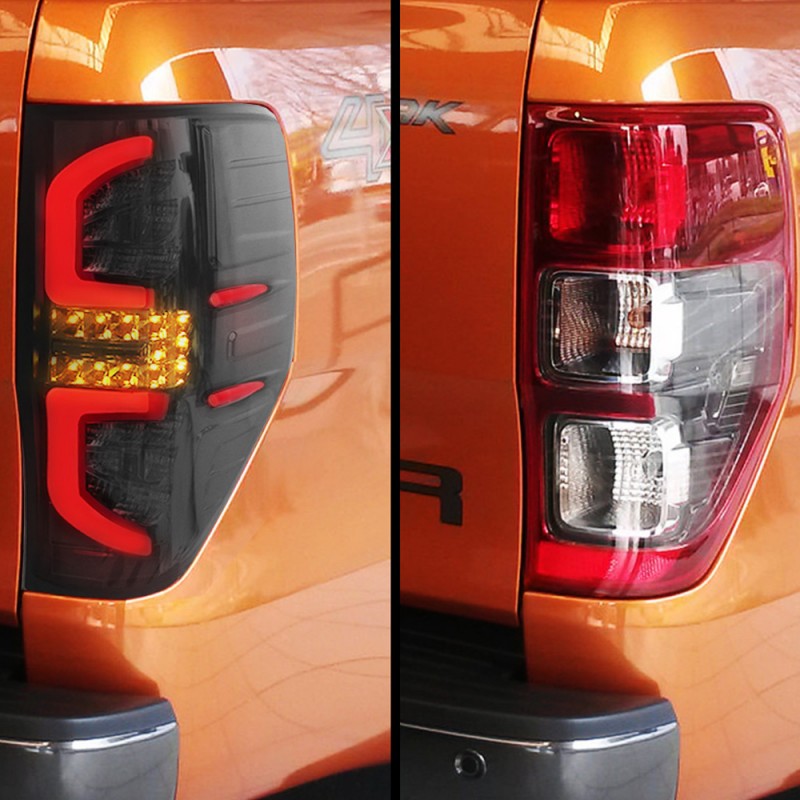 Ford Ranger T6 2012-2016 Smoked LED Tail Lights - Yellow Applied T7-T8