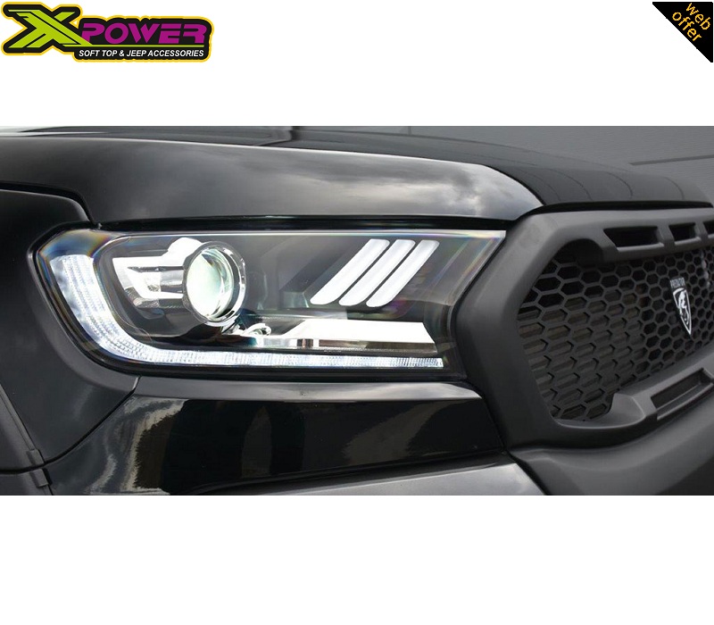 Ford Ranger Mustang Style Headlights Full LED Close View