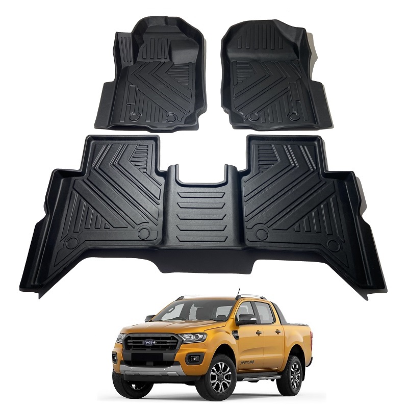 Ford Ranger T7-T8 2019-22 TPE Floor Mats Anti-Slip, Waterproof, And Easy To Clean - Thumbnail