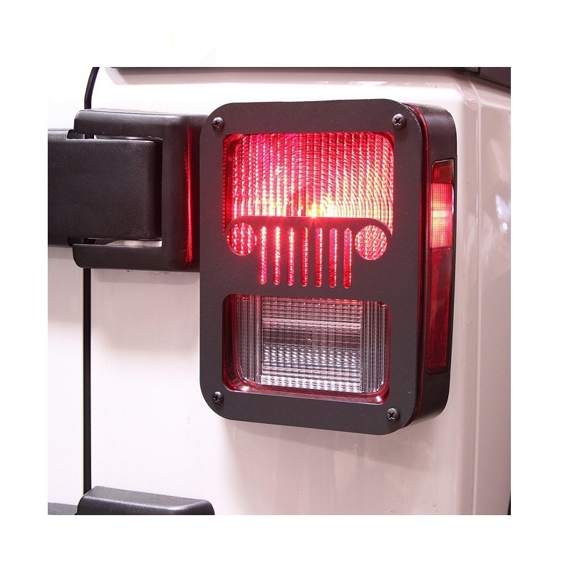 Jeep Wrangler JK Jeep-Face Taillight Covers Lights On