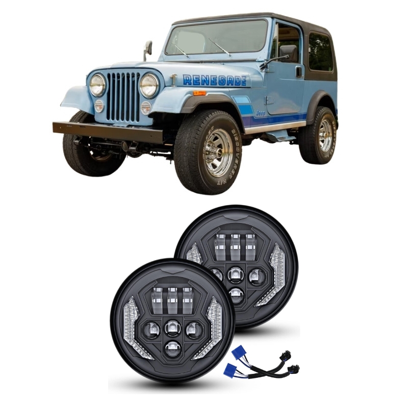 Jeep Wrangler CJ 7″ LED Headlights - [Flipper] Thumbnail