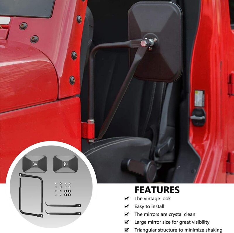 Jeep Wrangler Doors-Off Mirror Kit Features