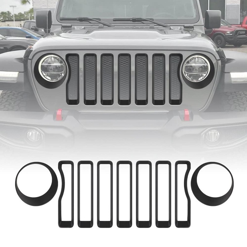 Jeep Wrangler JL Grille Inserts And Headlight Cover Trims [Black] Product