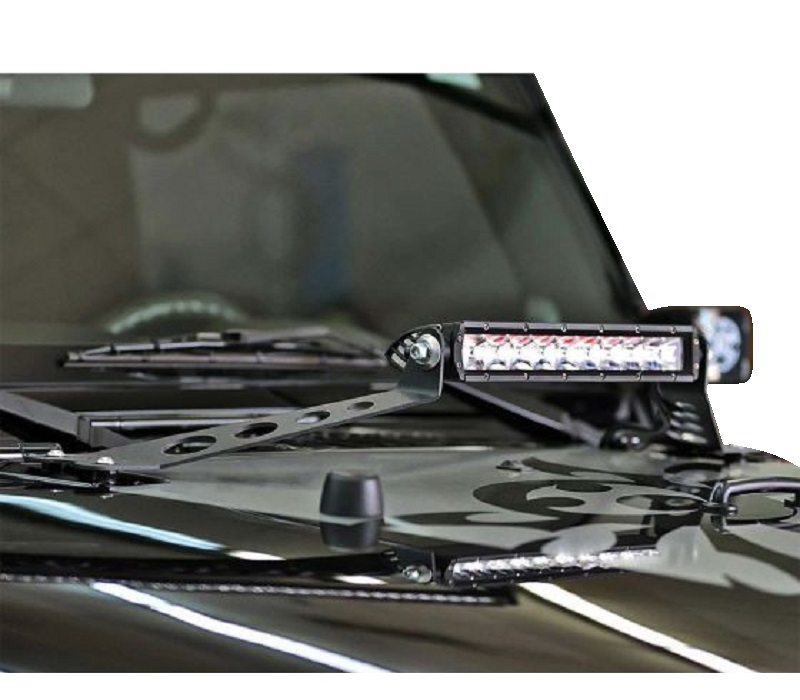 Jeep Wrangler JK 2007-2018 Hood Mounting Brackets For 10.5″ LED Light Bar Applied