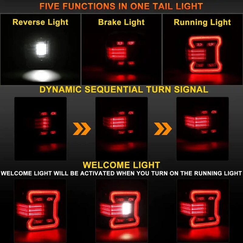 Jeep Wrangler JK/JL Smoked LED Tail Lights Functions