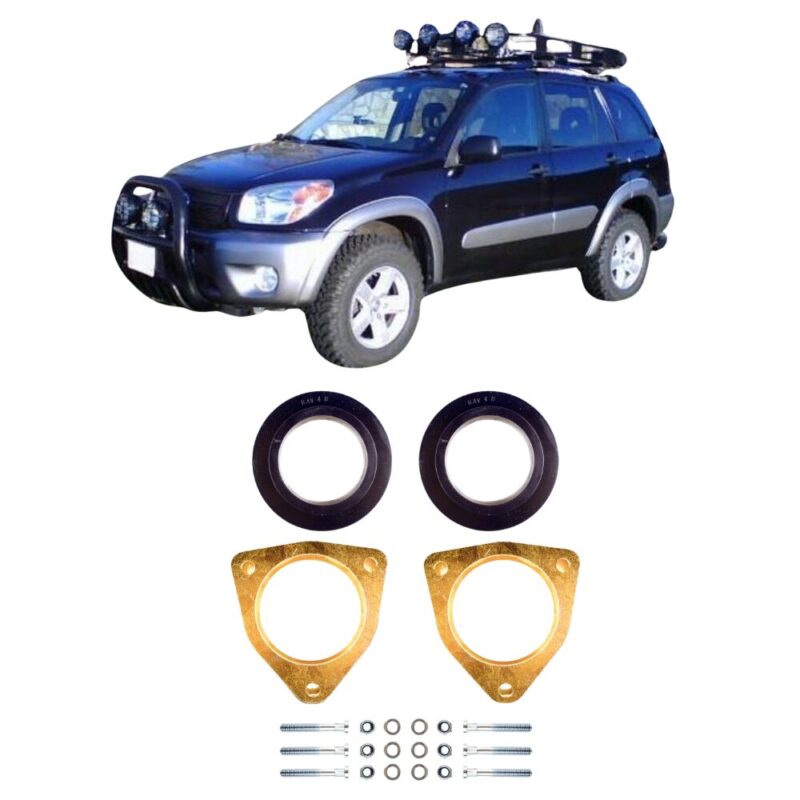 Thumbnail - Base product presentation photo of Toyota RAV4 II Lift Kit 4cm - ORE4x4 together with the lifted vehicle.