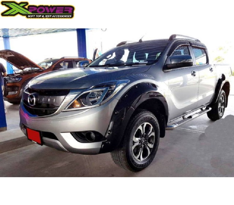Mazda BT50 2012-2020 Fender Flares Product Front View Applied On Silver Mazda BT50