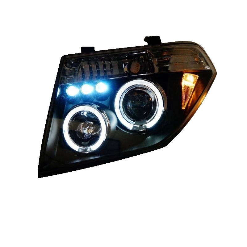 Nissan Navara D40 2005-2011 LED Headlights - Angel Eyes Front View