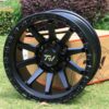 Front view of TW Wheels T21 Full Black displayed on grass