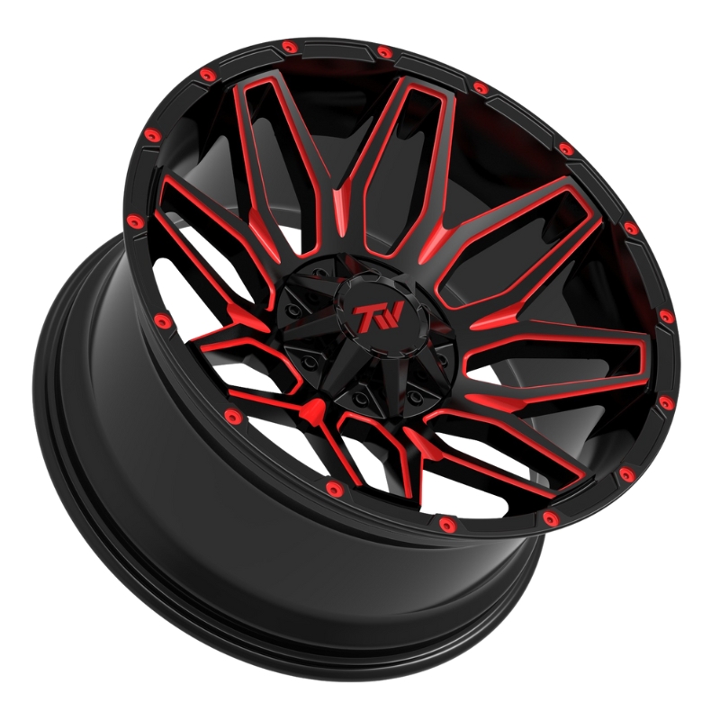 Product display photo of the Aluminum Wheels 20″ 6×135/6×139.7 - TW Wheels T3 Lotus Red