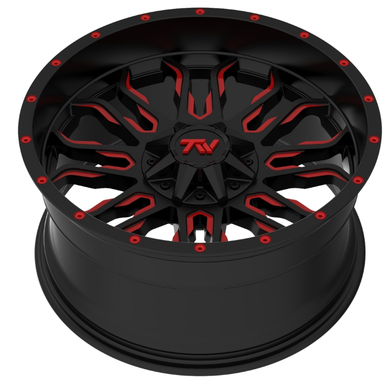 Aluminum Wheels 20″ 6×135/6×139.7 - TW Wheels T8 Flame Red Side View