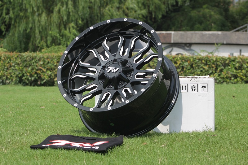 Side view of TW Wheels T8 Flame Silver displayed on grass