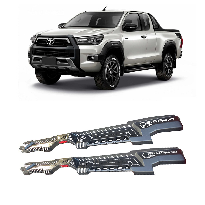 Thumbnail / main presentation photo of the Toyota Hilux 2020+ Steel Side Steps - Ronin.