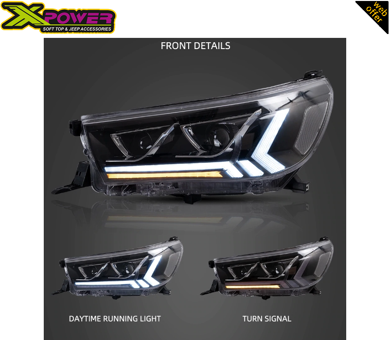 Toyota Hilux Full LED DRL Headlights Close View Functions