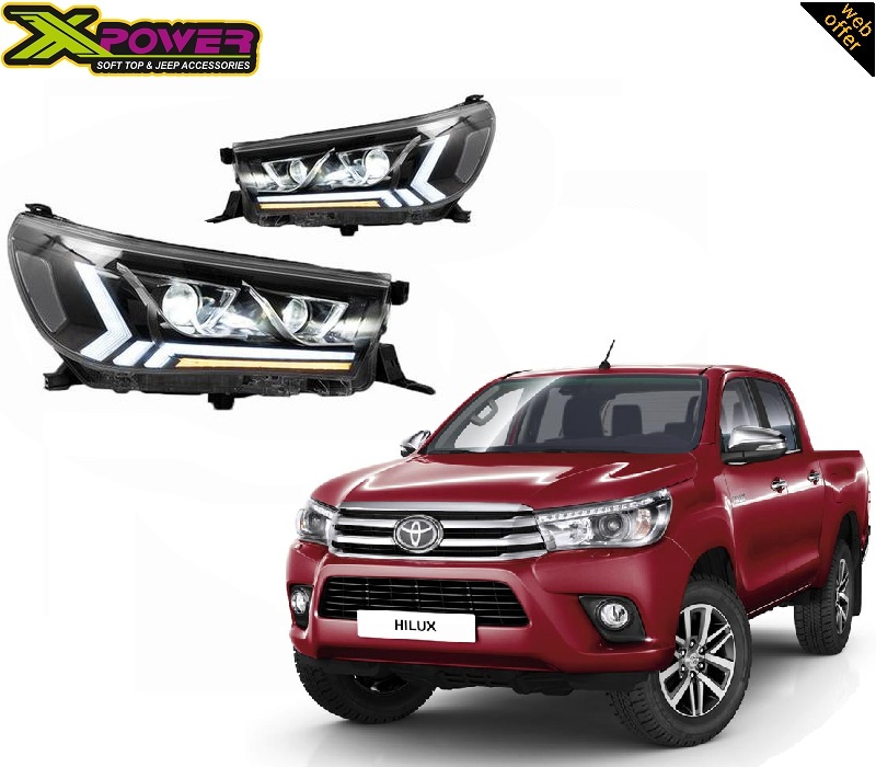 Toyota Hilux Full LED DRL Headlights Revo Rocco