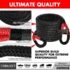 X BULL Tow Strap Recovery Kit 78 x 30' Kinetic Recovery & Tow Rope (34000 lbs) with 2 Spectra Fiber Soft Shackles 38 x 22 (34,000 lbs)，Offroad Recovery Kit for UTV, ATV, Truck, Car (4)