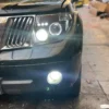 Nissan Navara Full LED DRL Headlights Front View Partially On