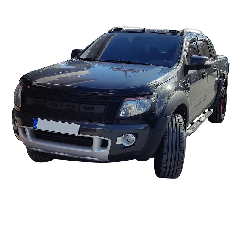 Hood Bug Deflector Front View/ Ford Ranger T6 2012-16 Fender Flares Front View and LED grille