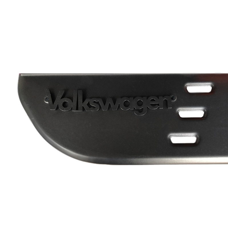 Close-up image of the Steel Side Steps - Chaos, with 'Volkswagen' logo.