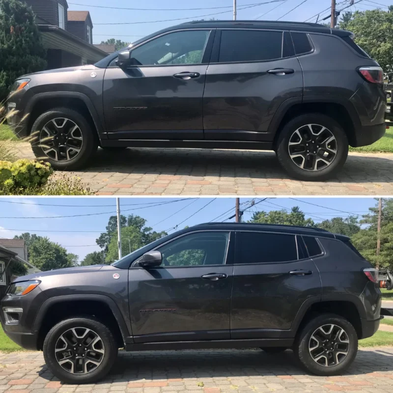 The Jeep Compass before and after the installation of the Lift Kit 4cm - Raptor4x4