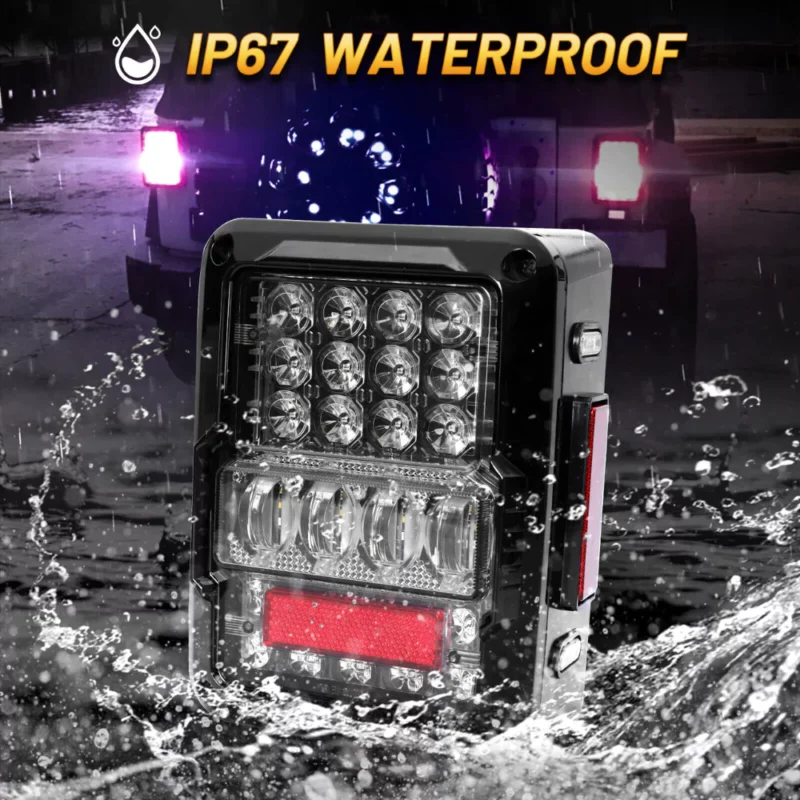 The LED DRL Tail Lights - Bullet are IP67 waterproof.