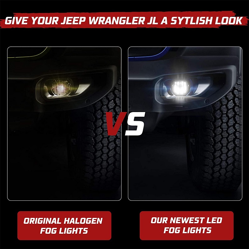 Jeep Wrangler JL LED Fog Lights Before-After