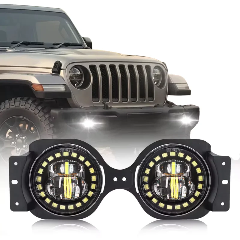 Thumbnail / main presentation photo of the Jeep Wrangler JL 2018+ LED DRL Fog Lights 4 Inch - Circle