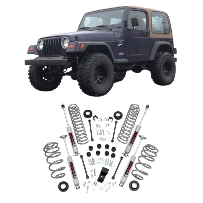 jeep wrangler tj 1996 1997 1998 1999 2000 2001 2002 κιτ αναρτησης ψηλωματος 3 25 rough country suspension kit 3inch jeep wrangler tj usa springs quality easy bolt on install (3)