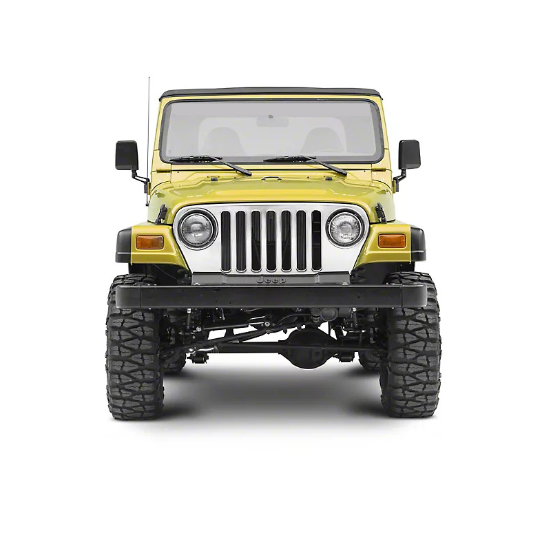 Jeep Wrangler TJ Chrome Grille Overlay Front View Applied