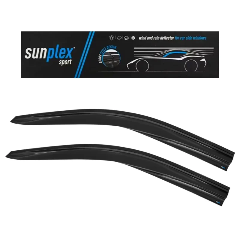 Display photo of the Sunplex tinted wind deflectors packaging for Mercedes Vito 2003+.