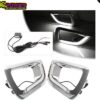 DRL LED Fog lamp covers / Fog light covers illumination showcase, cables, and silver frame.