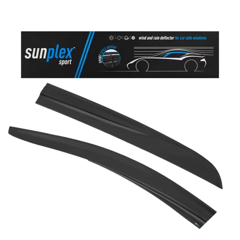 Display photo of the Sunplex tinted wind deflectors packaging for Opel Corsa F 2019+.