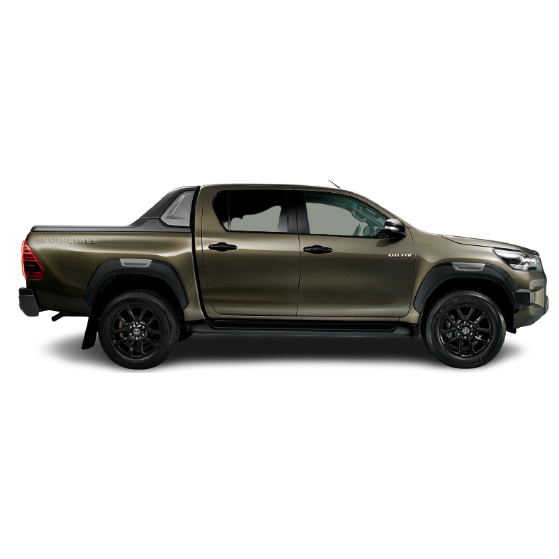 The image shows a side view of the Toyota Hilux 2020+ ABS Sport Roll Bar Invincible.