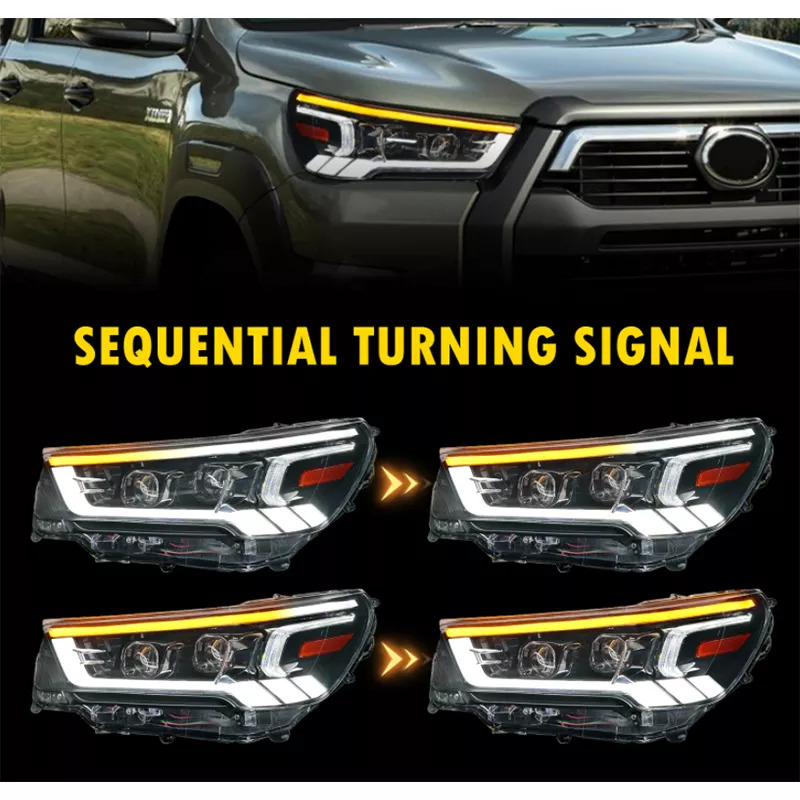 Toyota Hilux Full LED DRL Headlights Side View Sequential Turning Signal