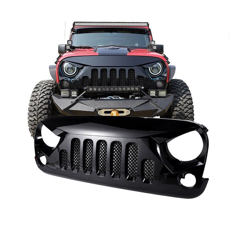 Jeep Wrangler JK Front Grille - Angry Skull Thumbnail