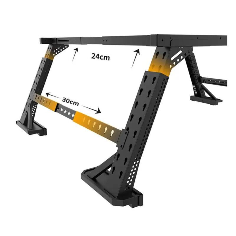 Image showing the dimensions of the product Adjustable roll cage/bed rack - WildLand. By itself 30cm long on the side and 24cm high from the horizontal bar.