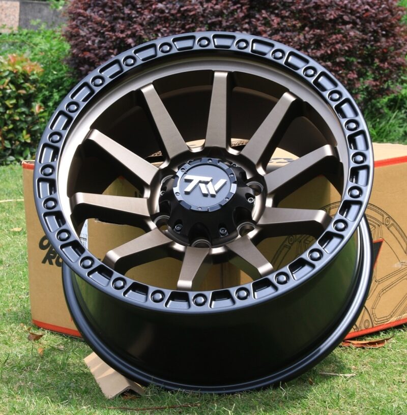 Top view of TW Wheels T21 Bronze displayed on grass