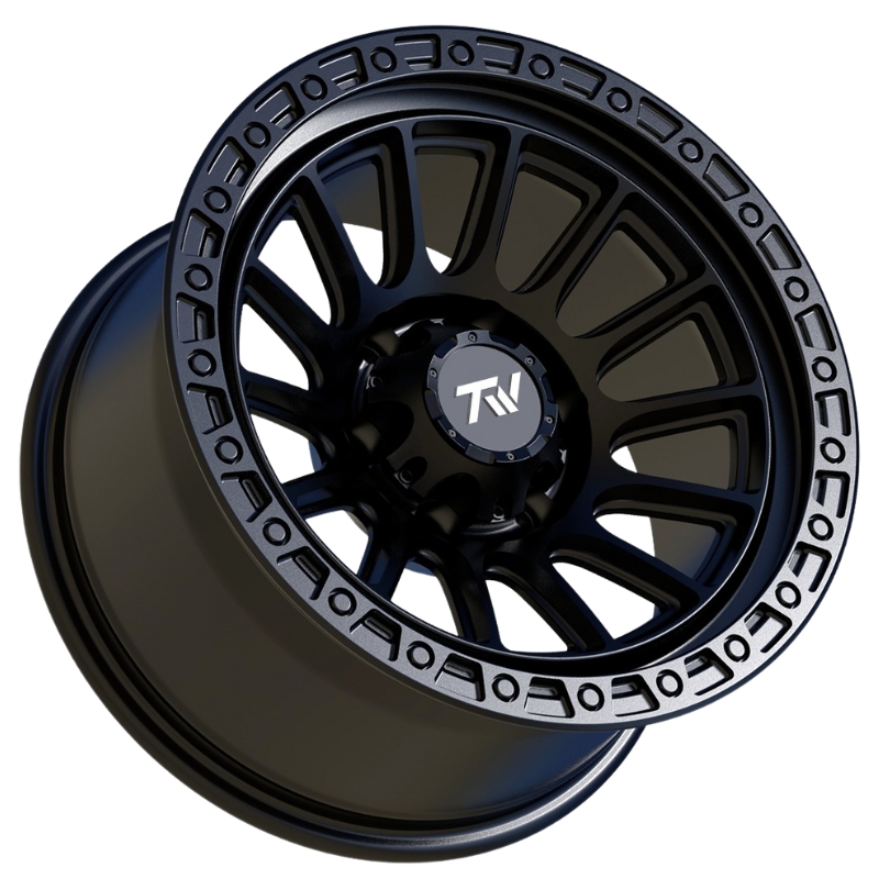 Aluminum Wheels 17″ 6×139.7 - TW Wheels T22 Rotor Full Black Side View
