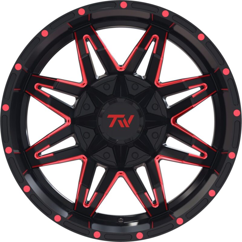 Product display photo of the Aluminum Wheels 20″ 6×135/6×139.7 - TW Wheels T2 Spider Red