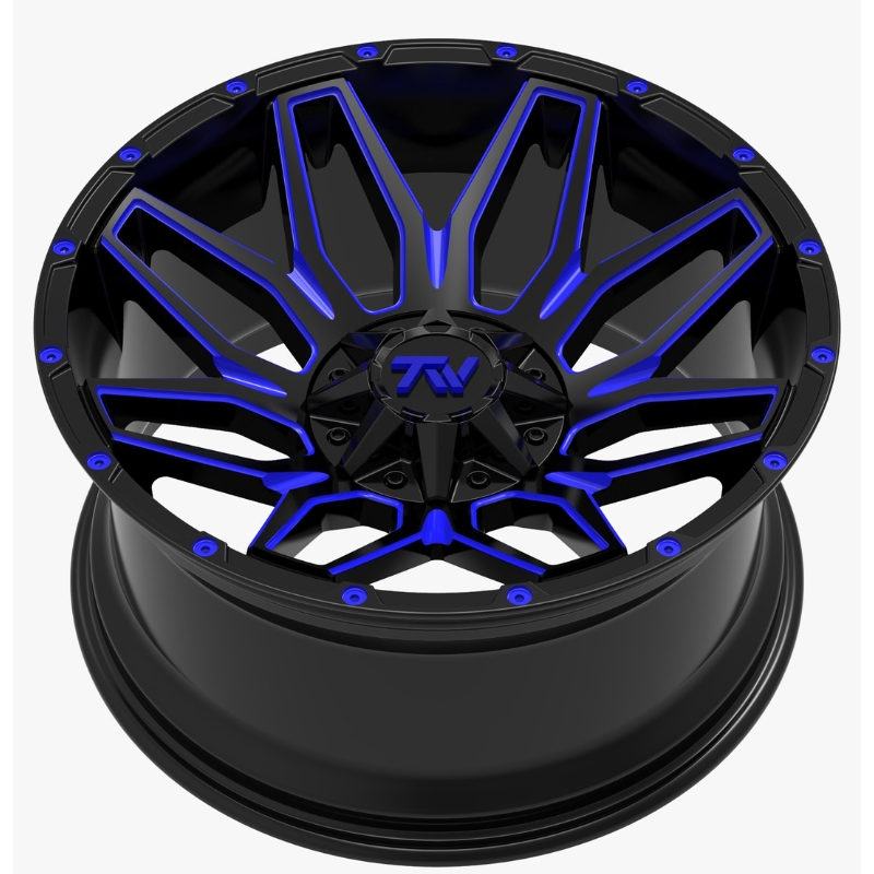 Aluminum Wheels 20″ 6×135/6×139.7 - TW Wheels T3 Lotus Candy Blue Side View