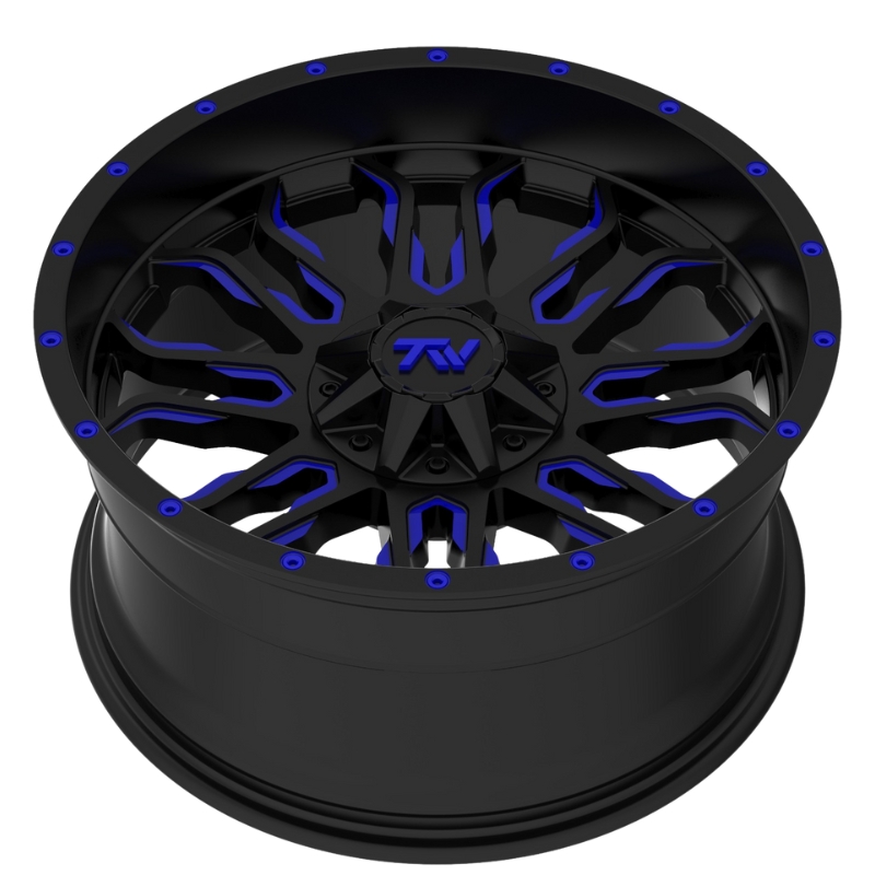 Aluminum Wheels 20″ 5×127/6×135/6×139.7 - TW Wheels T8 Flame Blue Liquid Side View