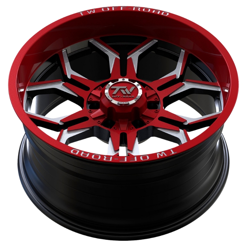 Aluminum Wheels 20″ 6×135/6×139.7 - TW Wheels TF1 Red Side View