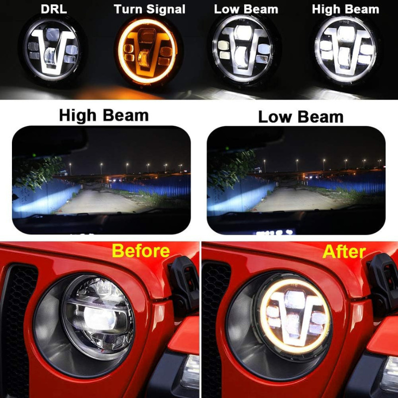 Jeep Wrangler JL / Gladiator 7″ LED DRL Headlights Modes